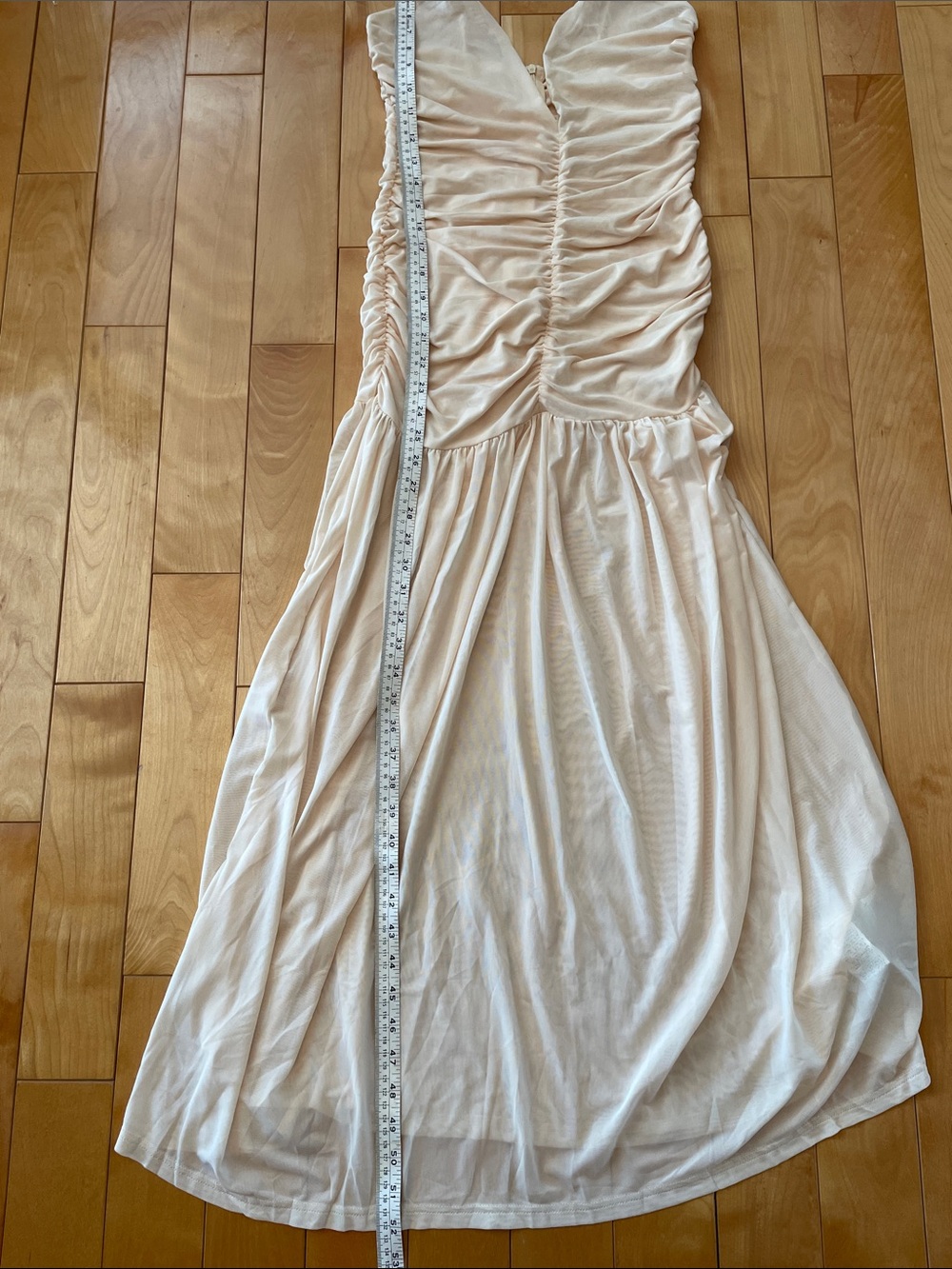 M    NWT  Ruched V-Neck SHEER Slip Dress in Cream